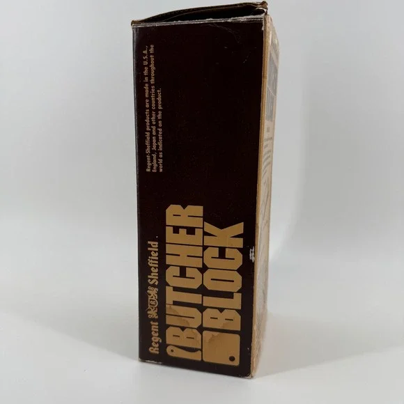 Vintage Regent Sheffield Butcher Block 9-pc Steak Knife Set w/ Wooden Holder NOS - Picture 5 of 9